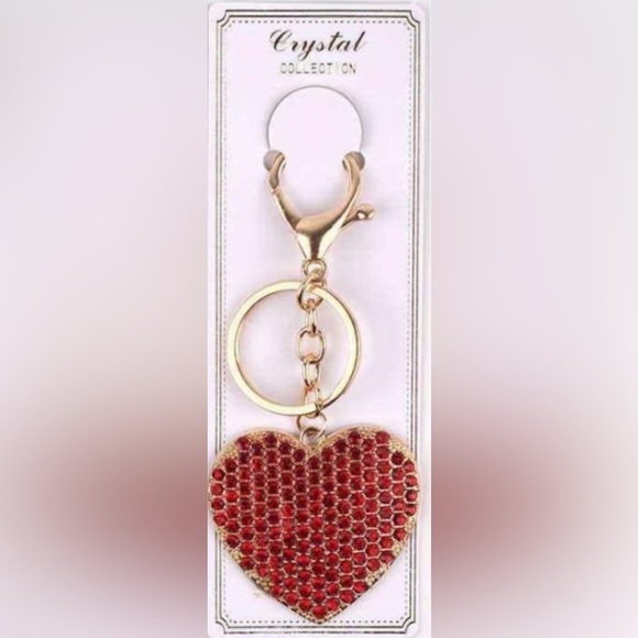 Accessories - Gold-tone Red Bling Heart Key Chain/Handbag Accessory